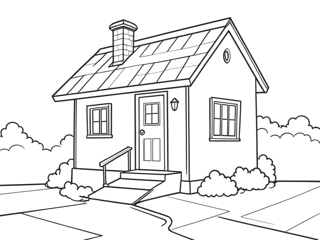 Simple House Coloring Page