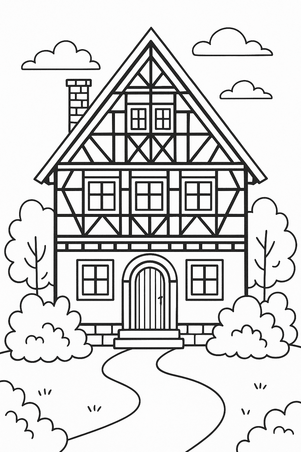 Traditional German House Coloring Page