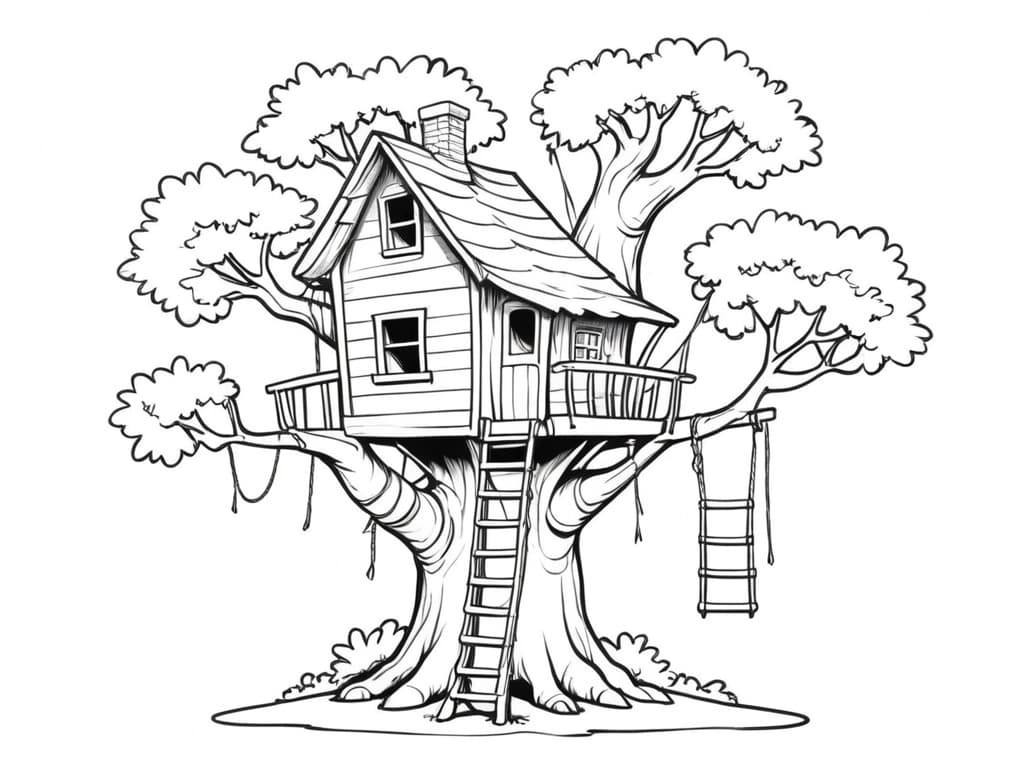 Treehouse Coloring Page