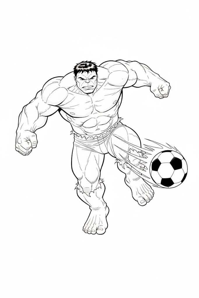 Hulk Playing Soccer Coloring Page