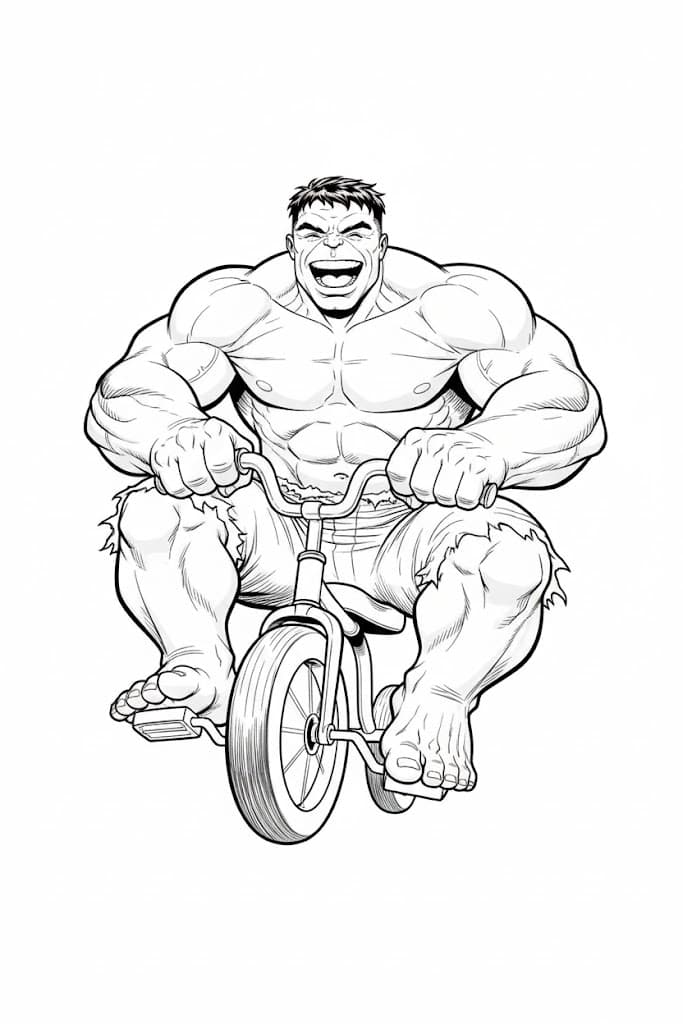 Hulk Riding a Bike Coloring Page