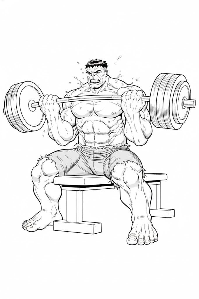 Hulk Weightlifting Coloring Page