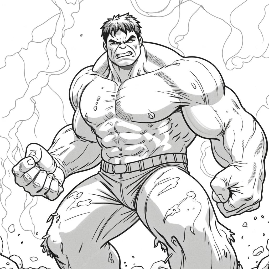 Hulk with Lightning and Thunder Coloring Page