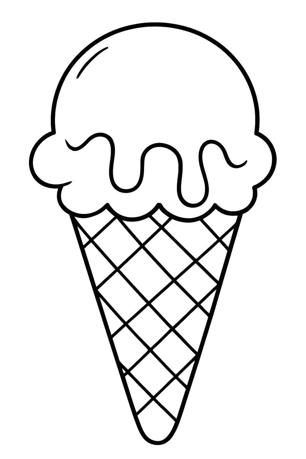Chocolate Ice Cream Cone Coloring Page