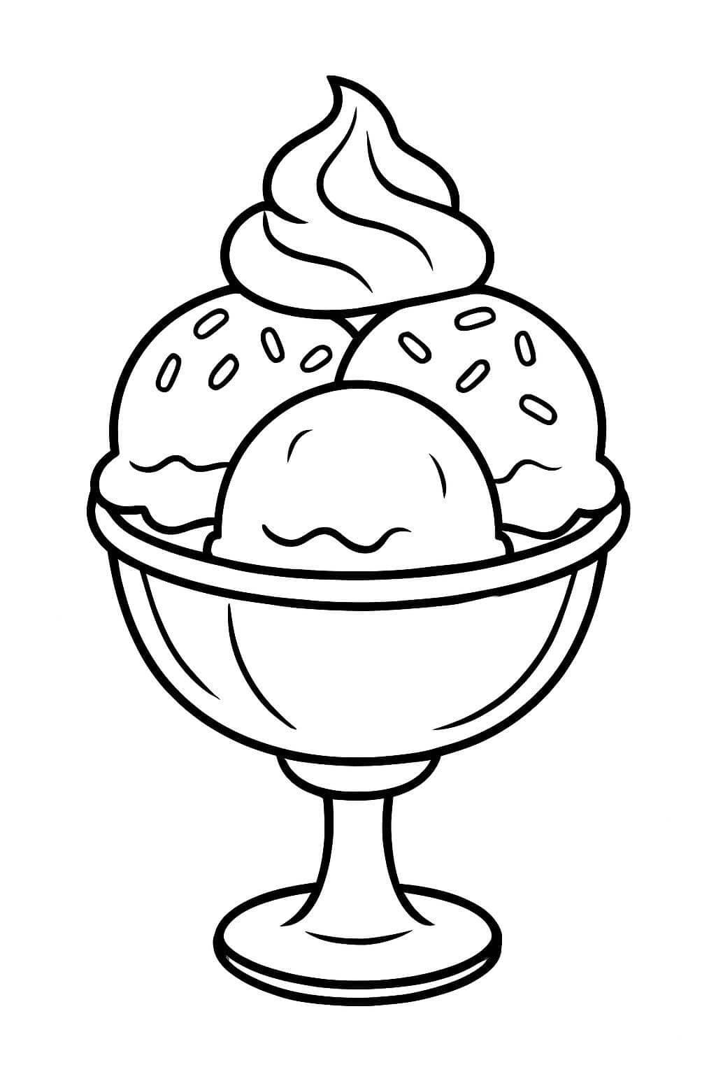 Ice Cream Sundae Coloring Page