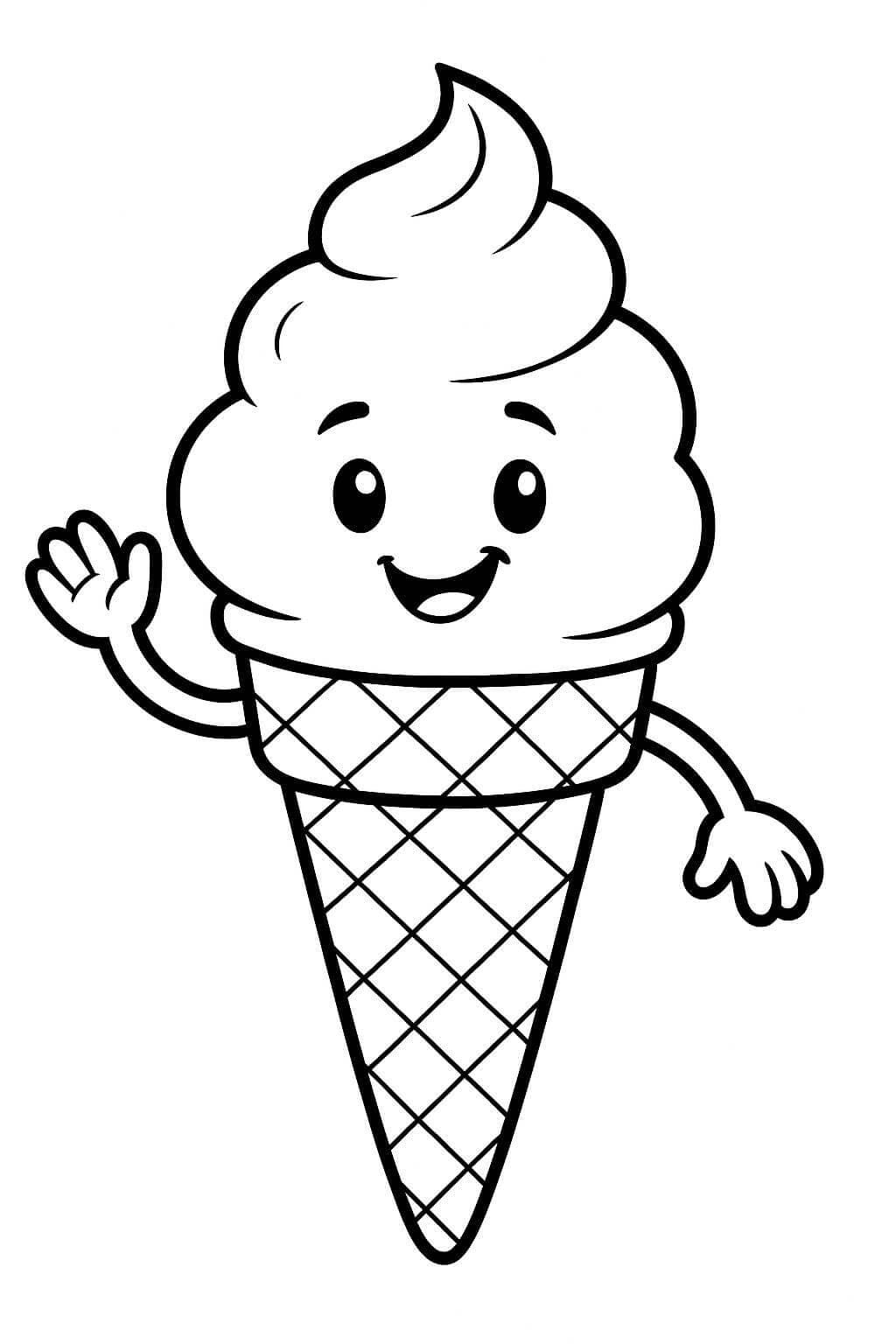 Smiling Ice Cream Coloring Page