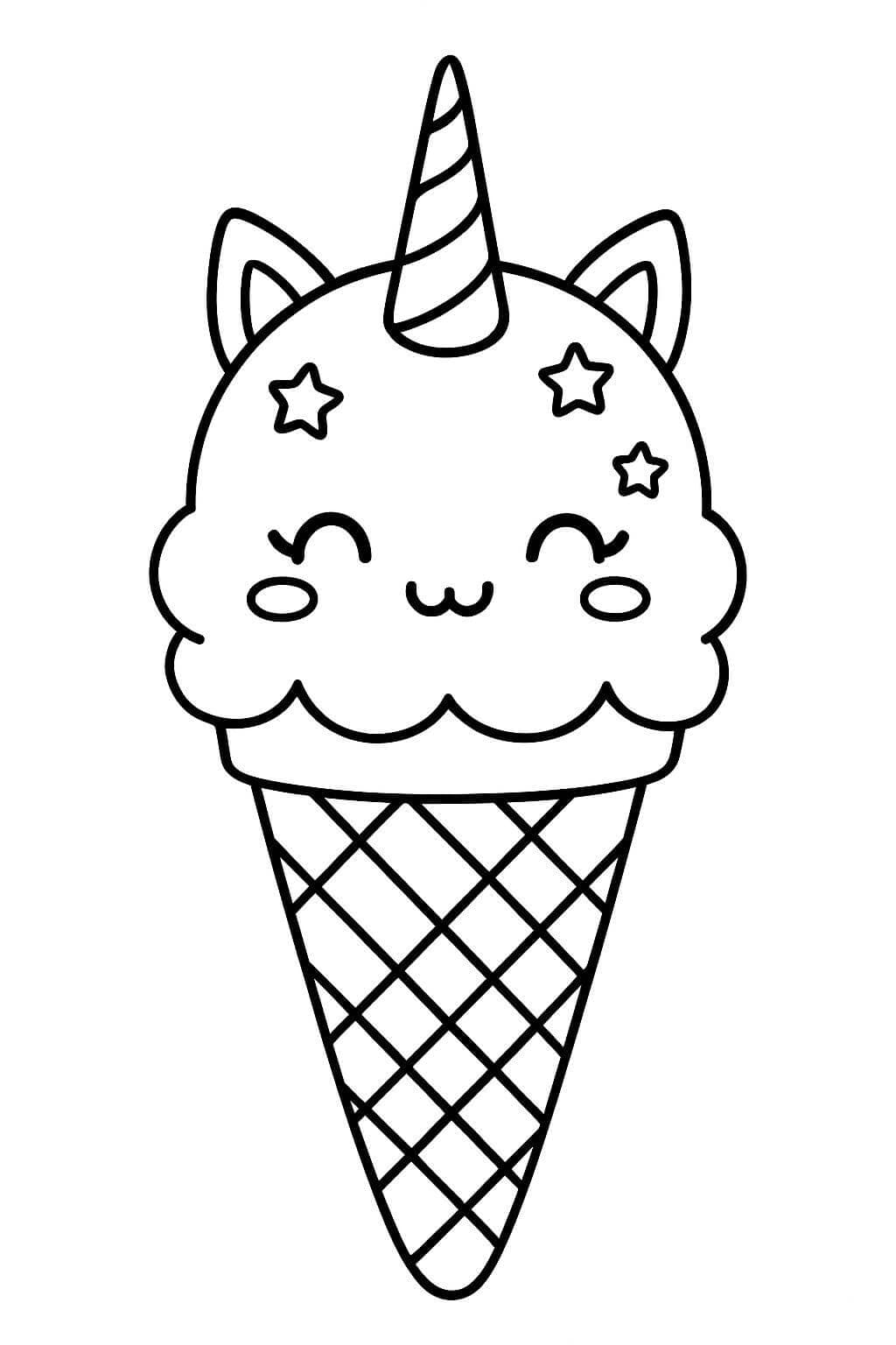 Unicorn Ice Cream Coloring Page