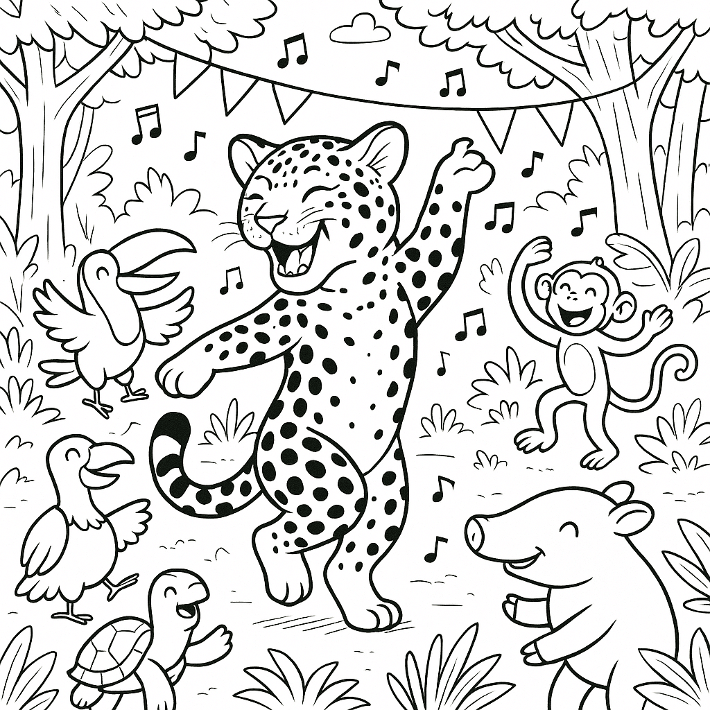 Dancing Jaguar Coloring Page