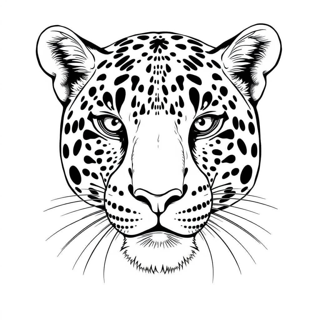 Jaguar Face Coloring Page