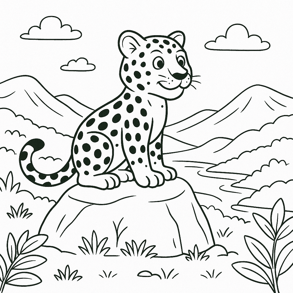 Jaguar Watching Coloring Page