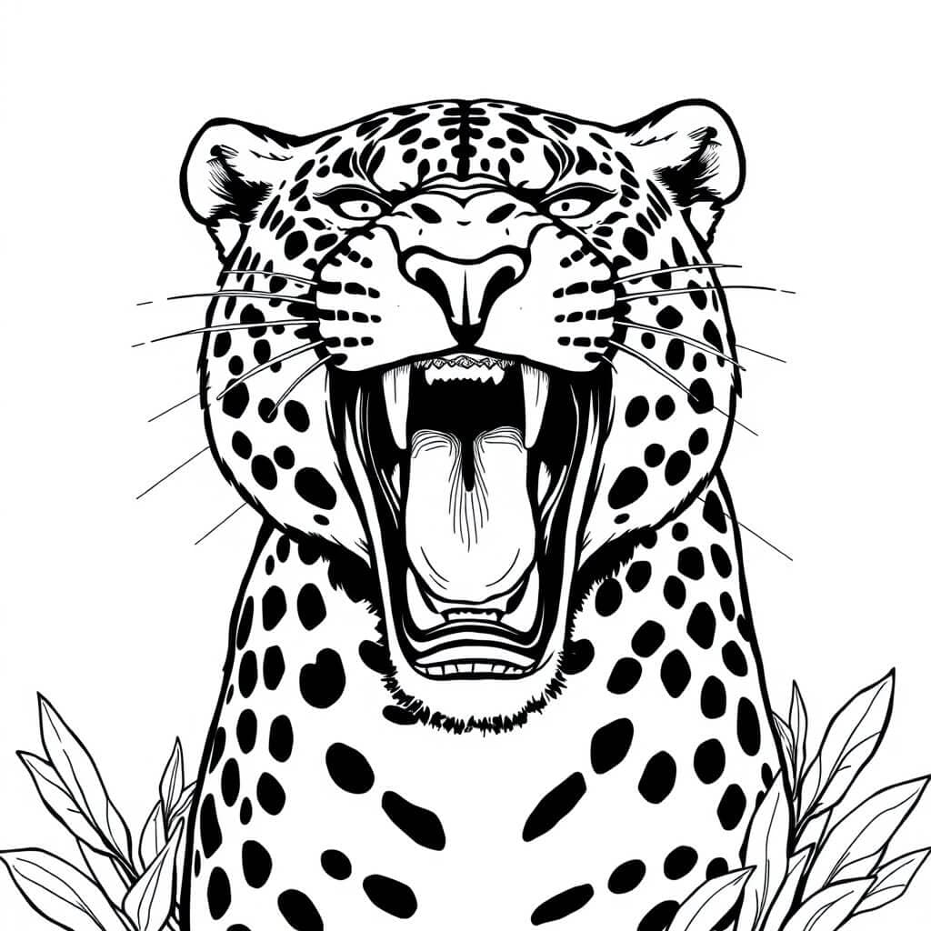 Roaring Jaguar Coloring Page