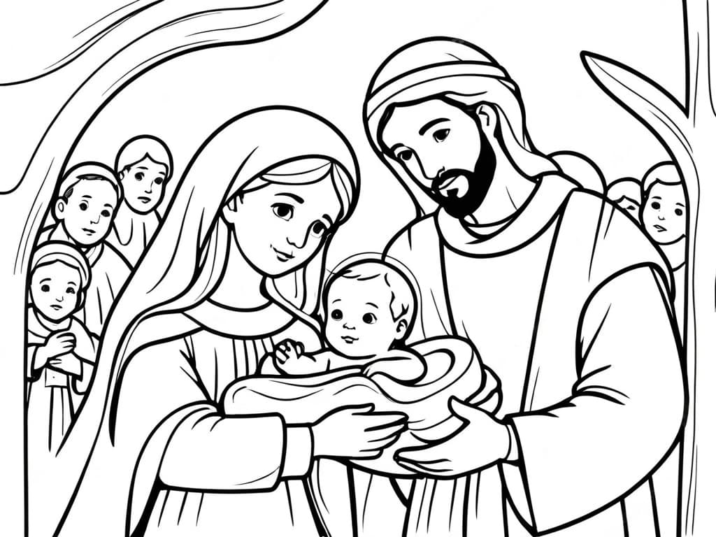 Birth of Jesus Christ Coloring Page
