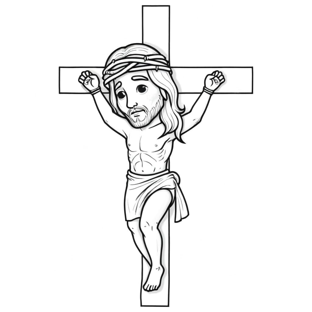 Jesus and the Cross Coloring Page