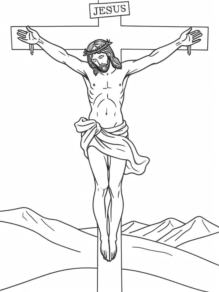 Jesus Crucified Coloring Page