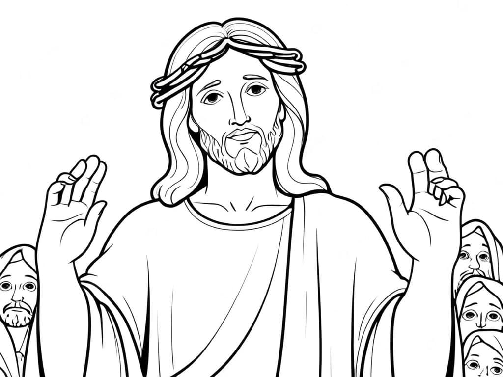 Jesus in Prayer Coloring Page