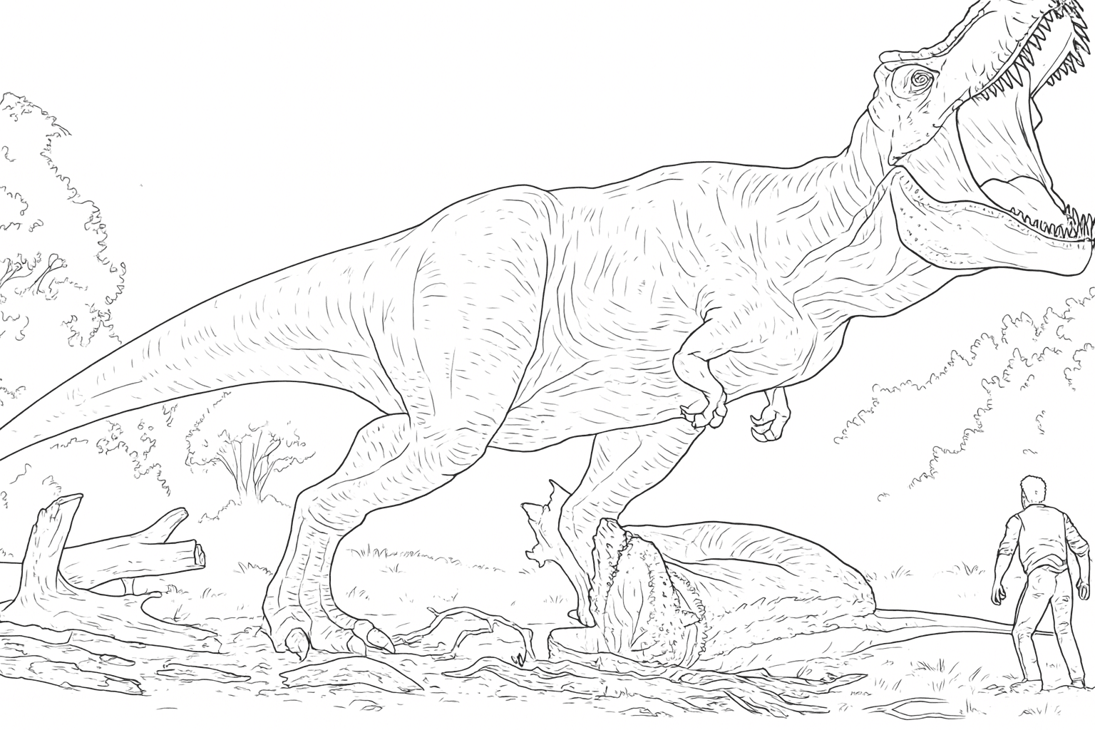 Jurassic Park scene coloring page