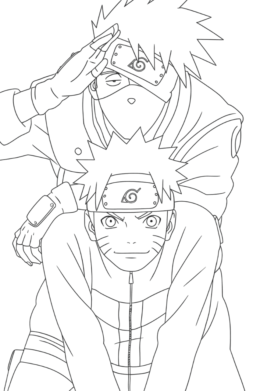 Kakashi and Naruto Coloring Page