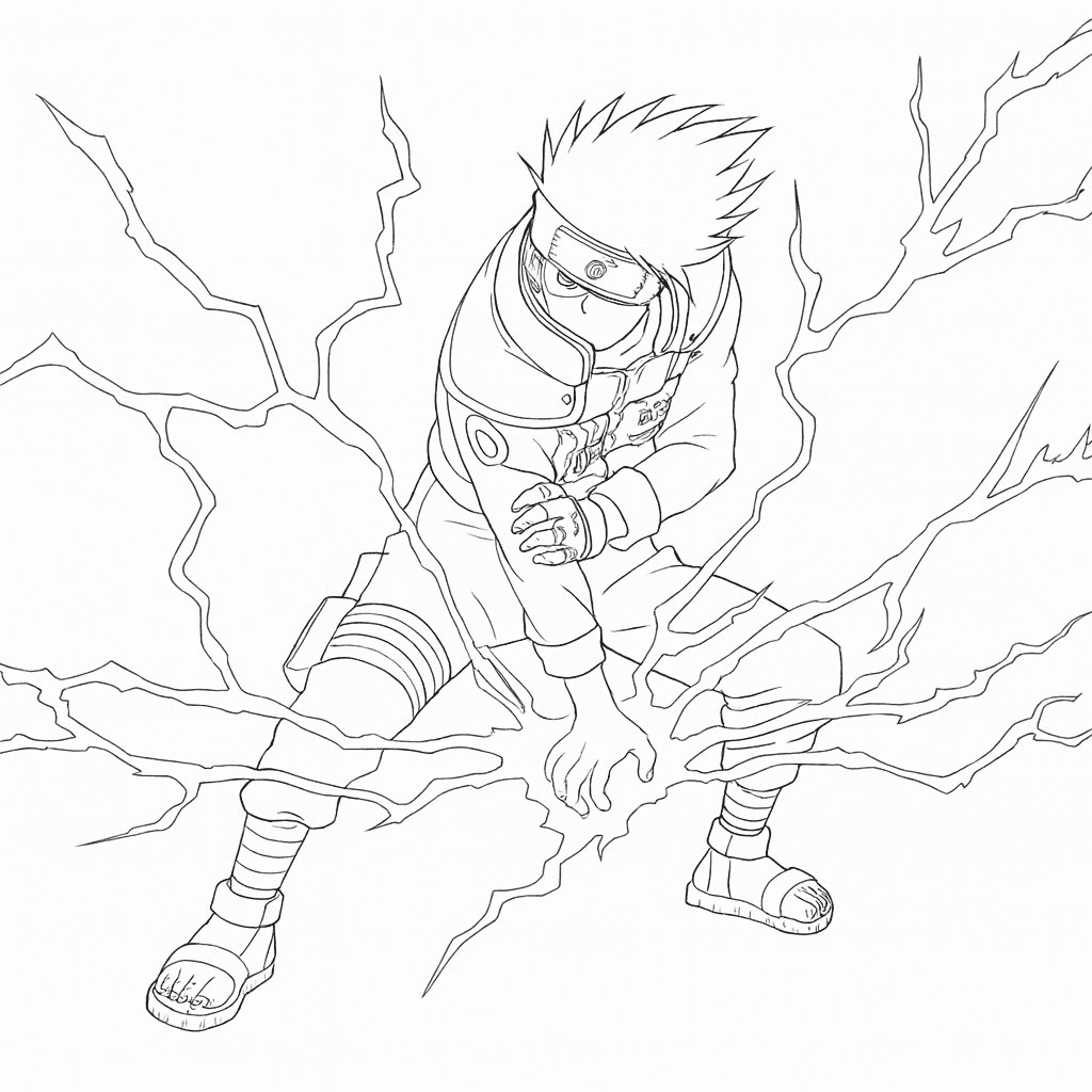 Kakashi in Battle Coloring Page
