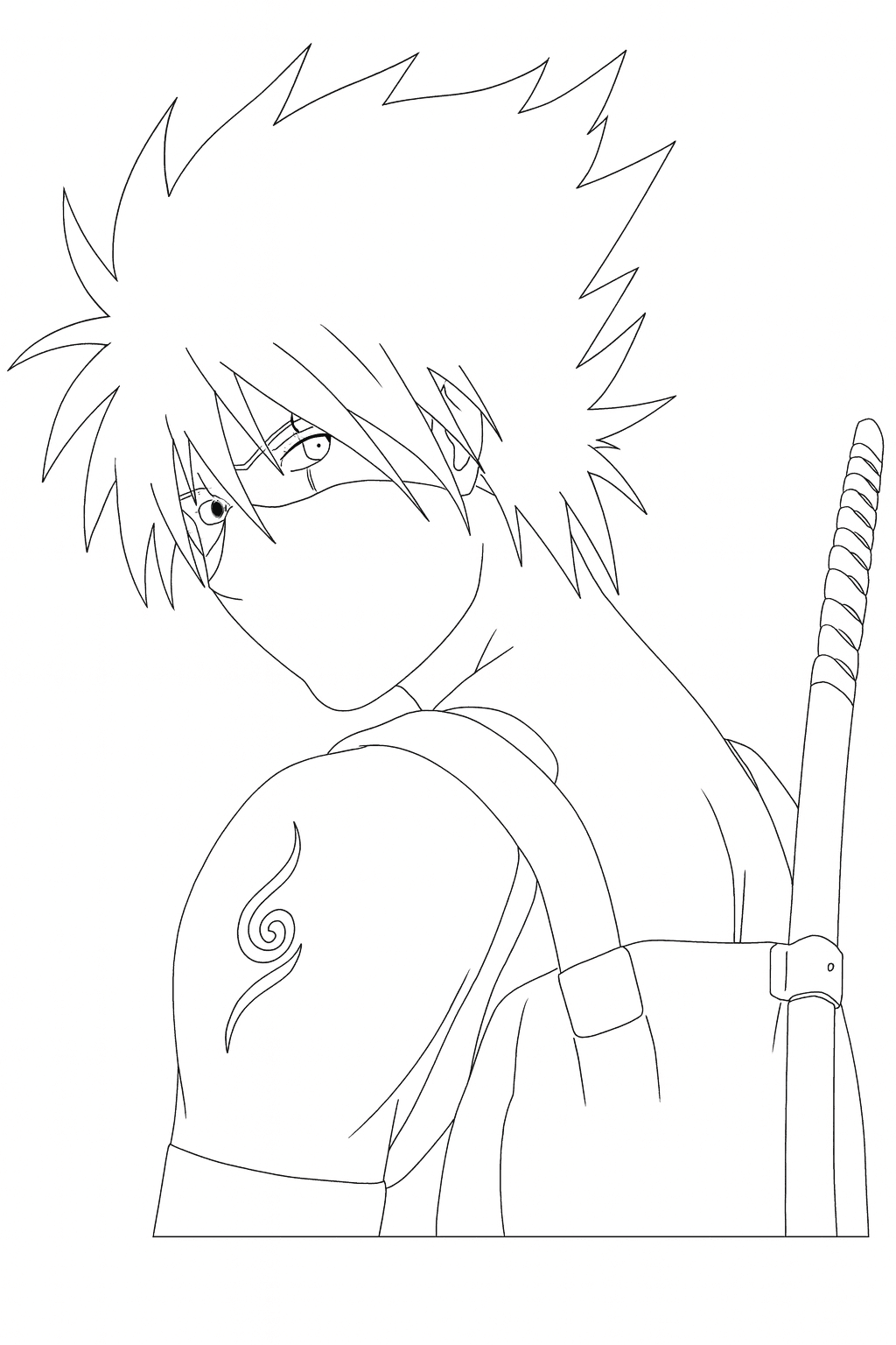 Kakashi Looking Back Coloring Page