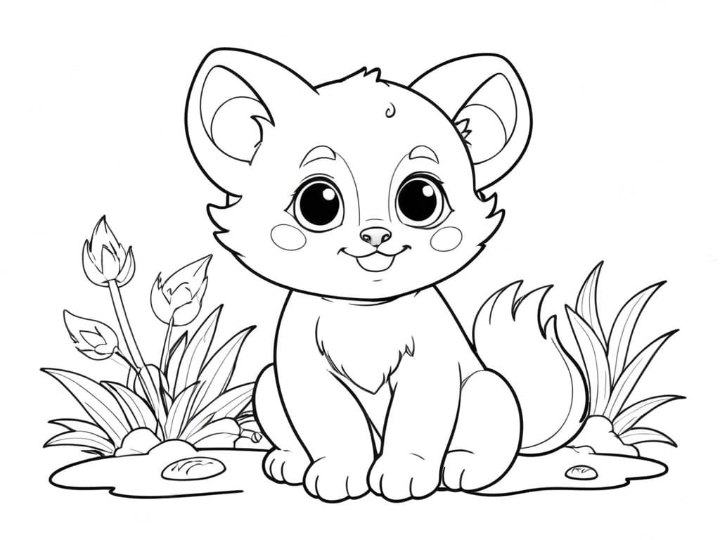 Cute Animal Kawaii Coloring Page