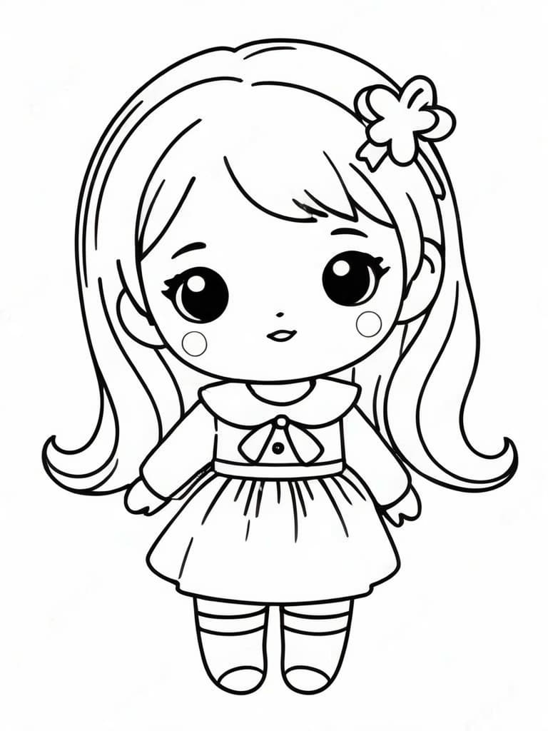 Kawaii Doll Coloring Page