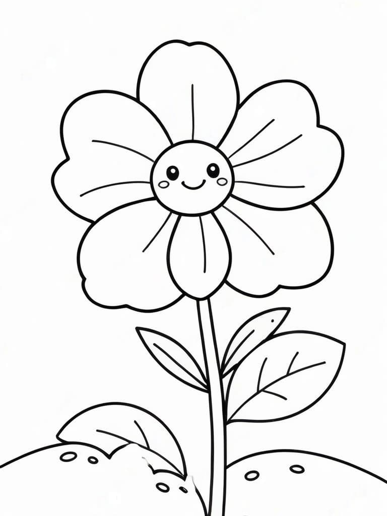Flower Kawaii Coloring Page