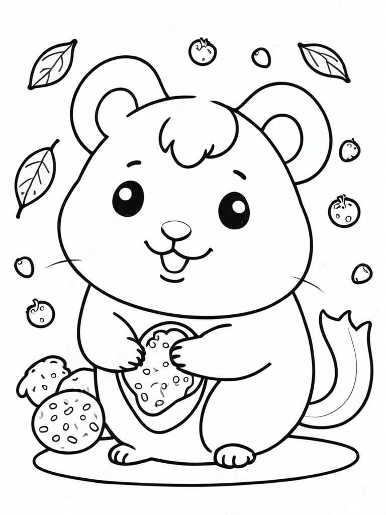 Hamster Kawaii Coloring Page