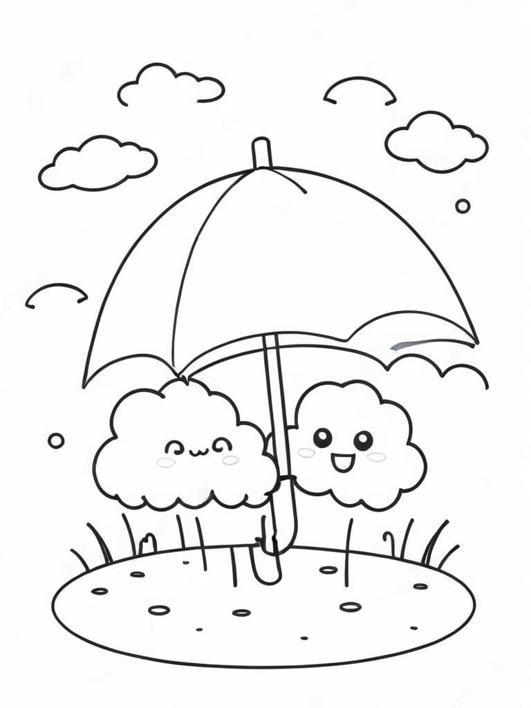 Happy Clouds Coloring Page