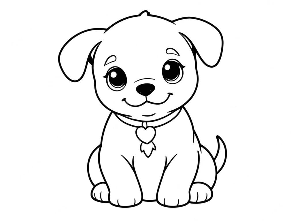 Kawaii Puppy Coloring Page