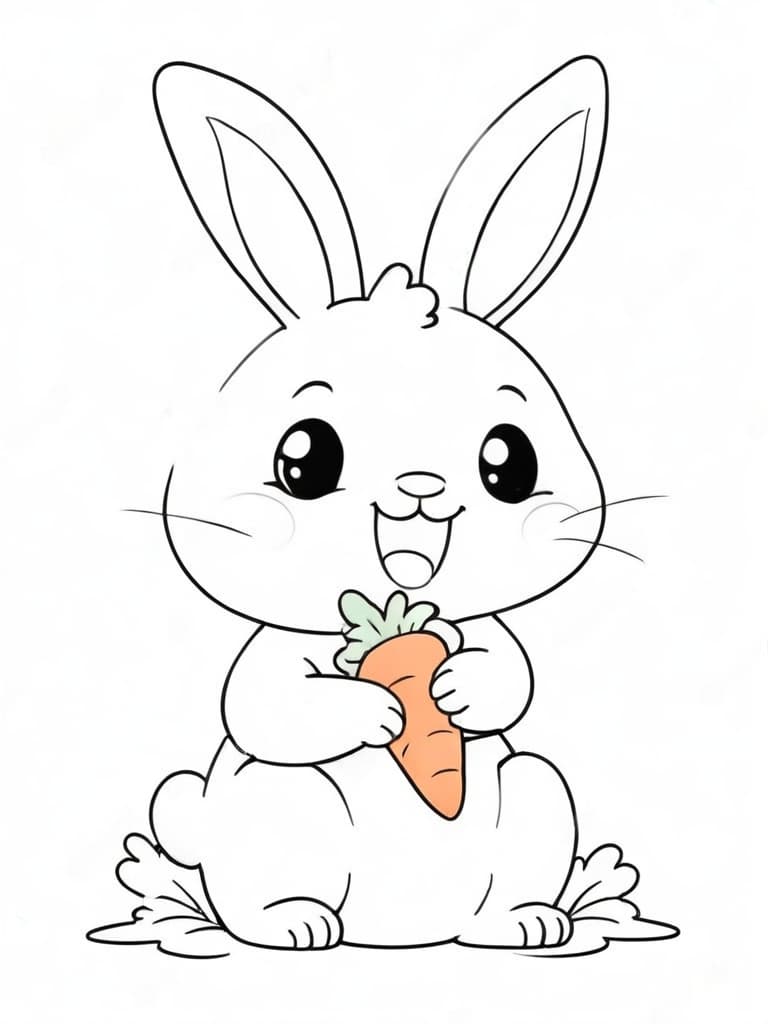 Rabbit Eating a Carrot Coloring Page