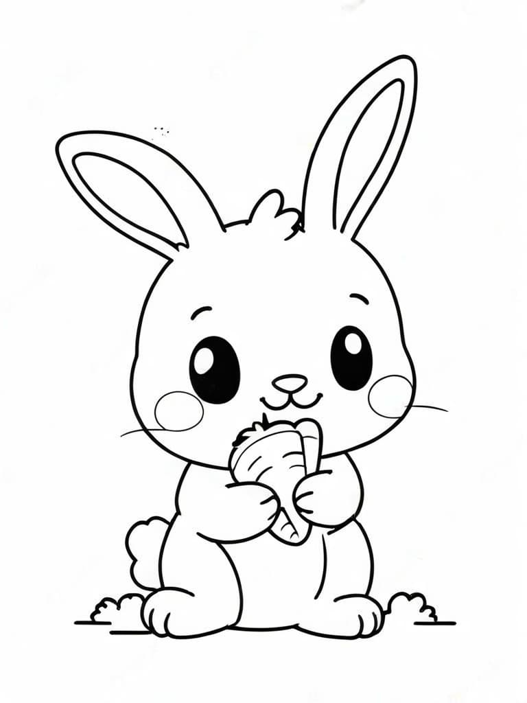 Rabbit with a Carrot Coloring Page