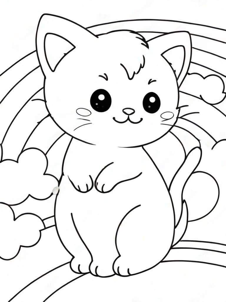 Rainbow Cat Coloring Page