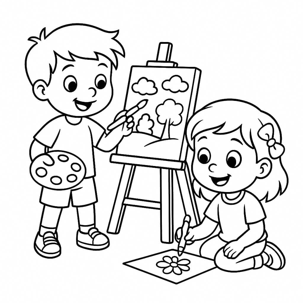 Kids Painting and Drawing - Coloring Page