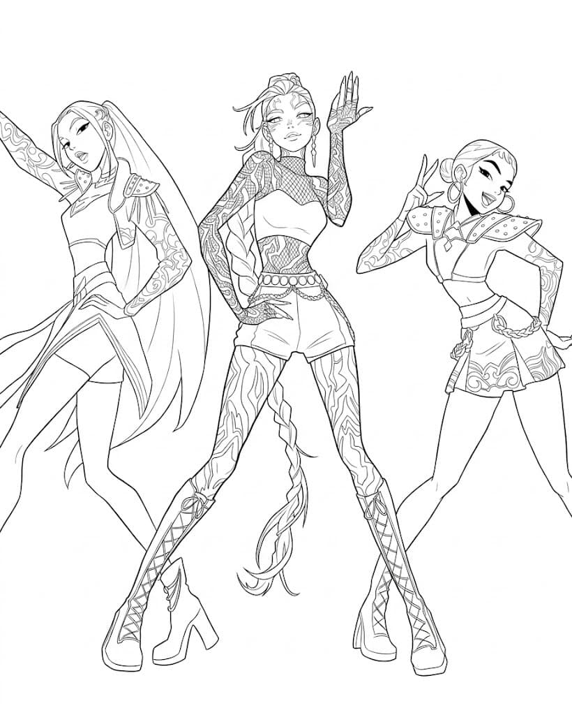 KPop Demon Hunters neon coloring page