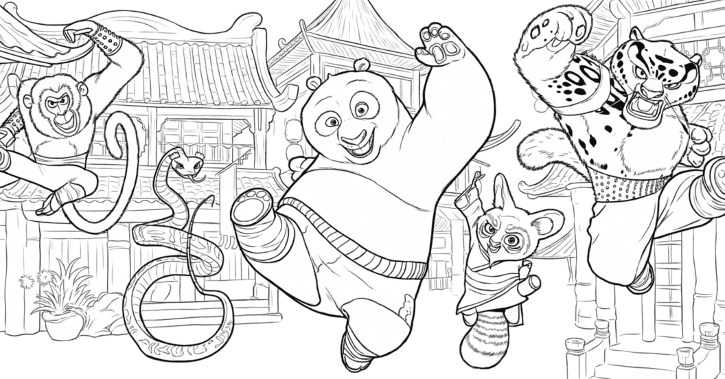 Kung Fu Panda characters coloring pages
