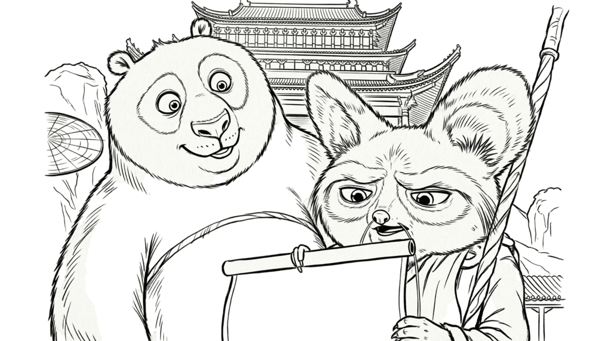 Po and Shifu coloring pages