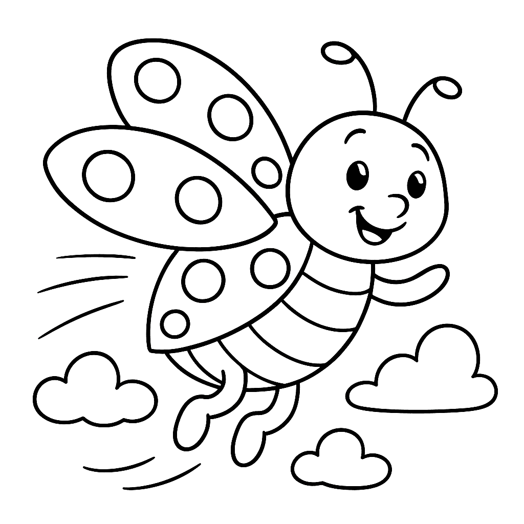 Ladybird in Garden Coloring Page