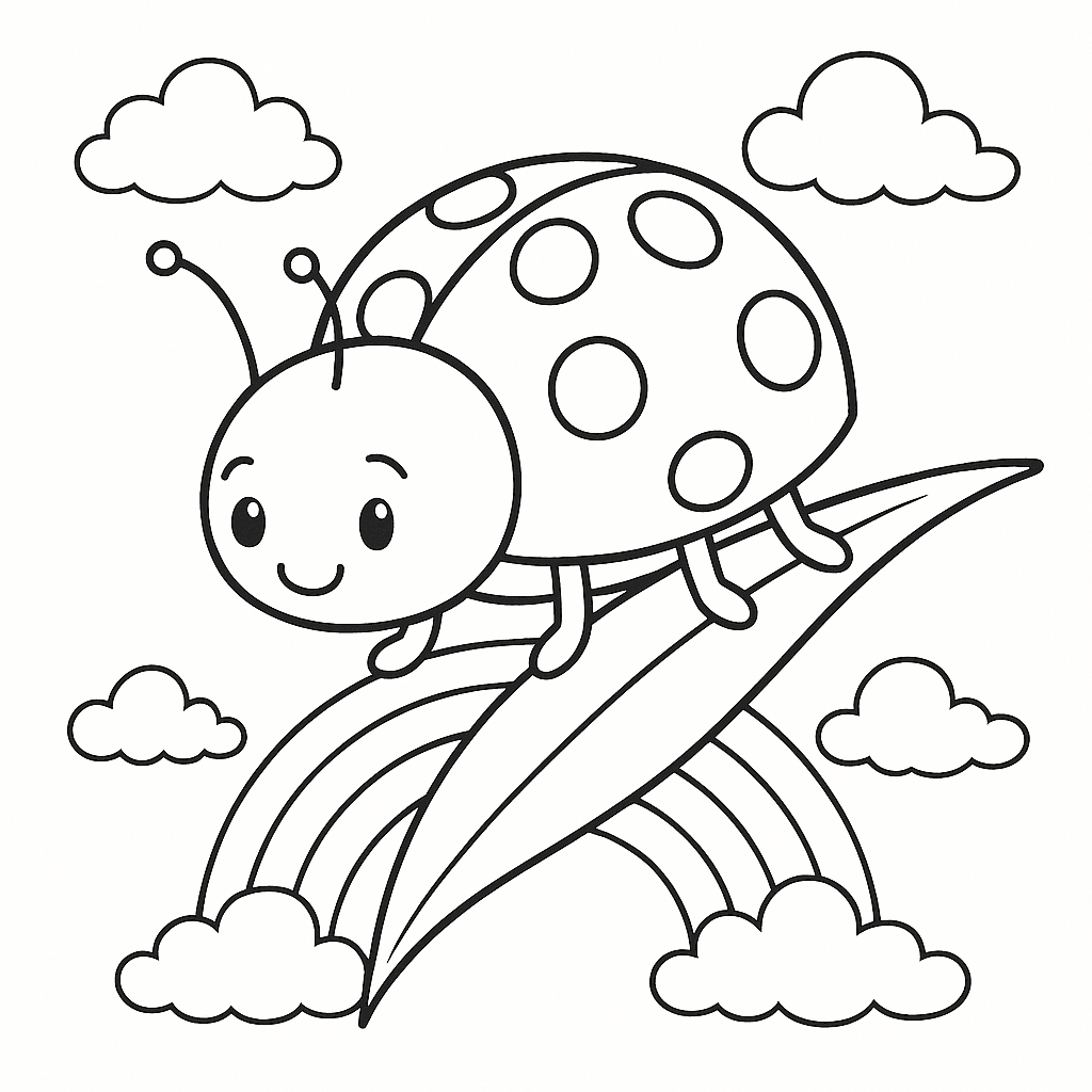 Ladybird in Meadow Coloring Page