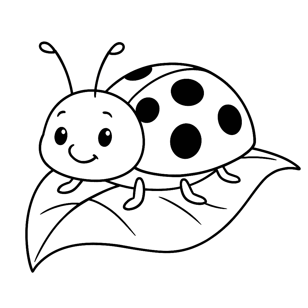 Ladybird on Leaf Coloring Page