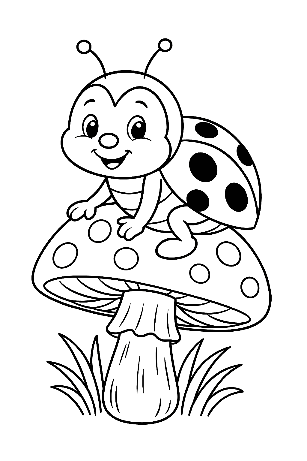 Ladybird on Mushroom Coloring Page