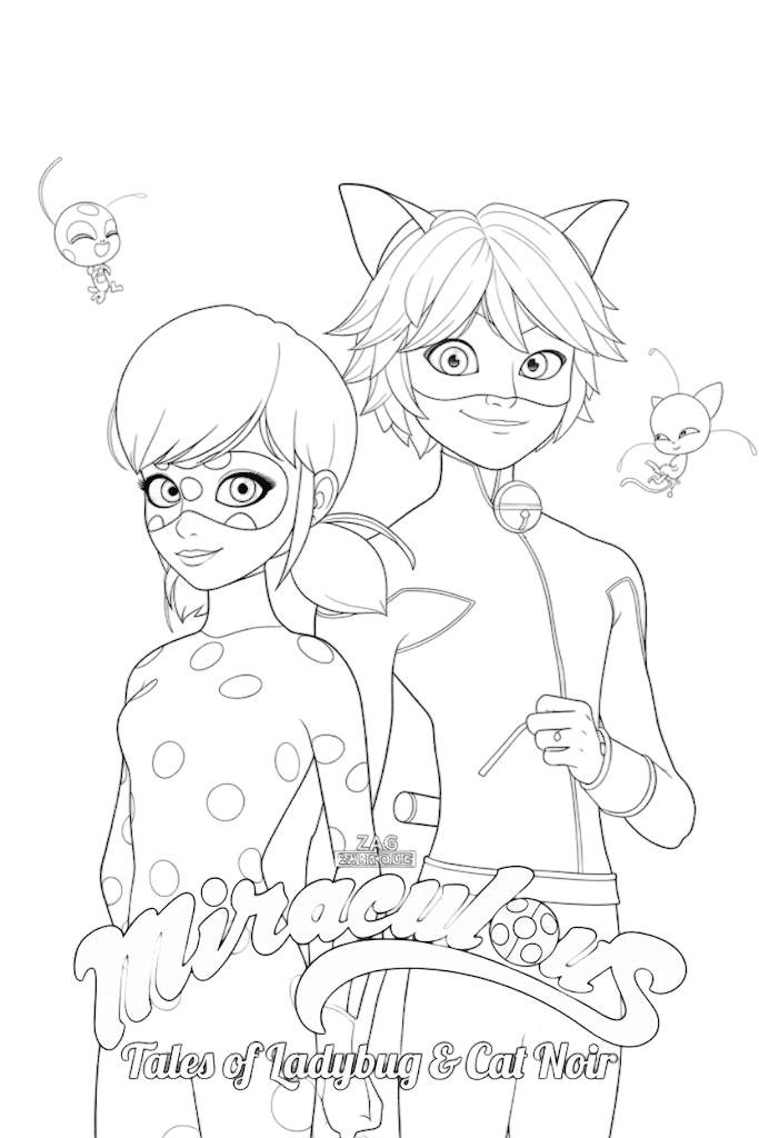 Ladybug and Cat Noir Coloring Page