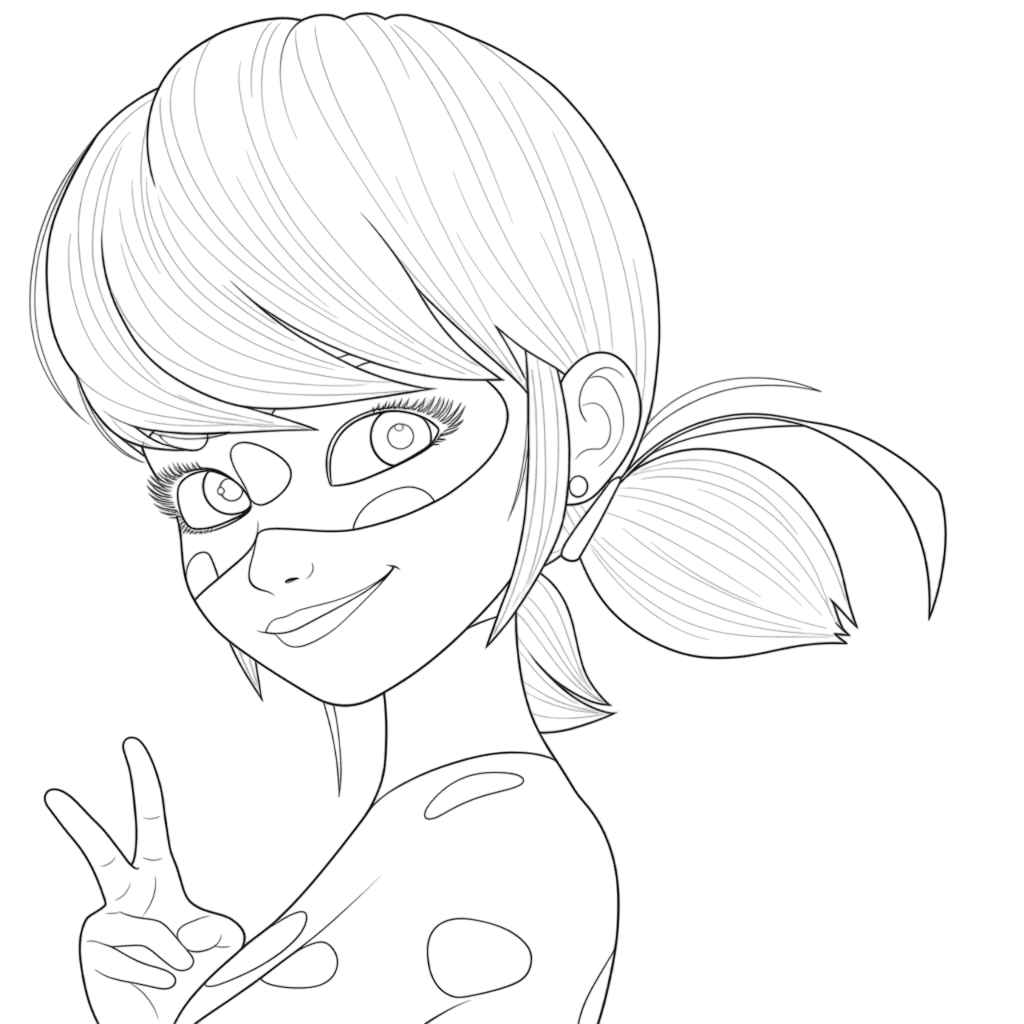 Ladybug Waving Coloring Page