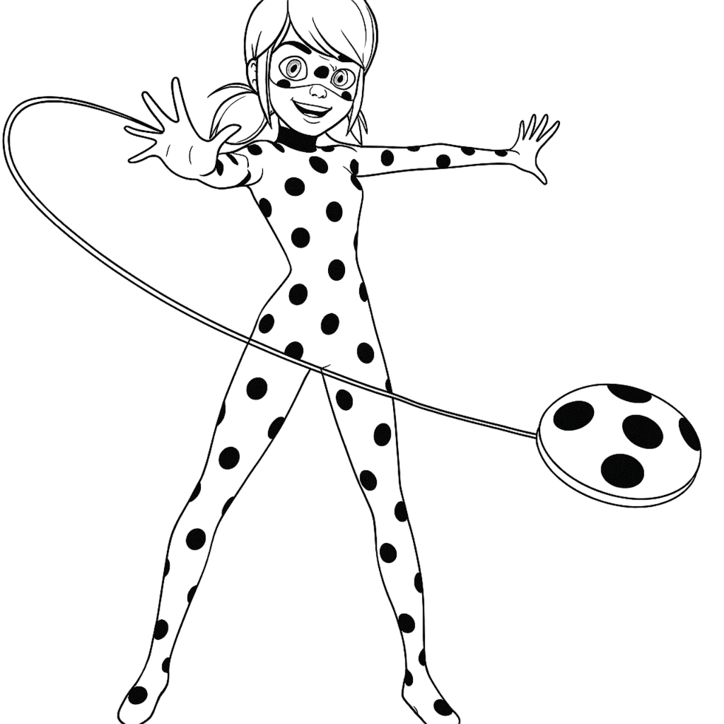 Ladybug with Yo-Yo Coloring Page
