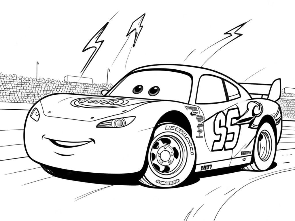Lightning McQueen in the Race Coloring Page