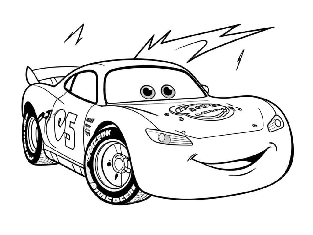 Lightning McQueen with Lightning Bolt Coloring Page