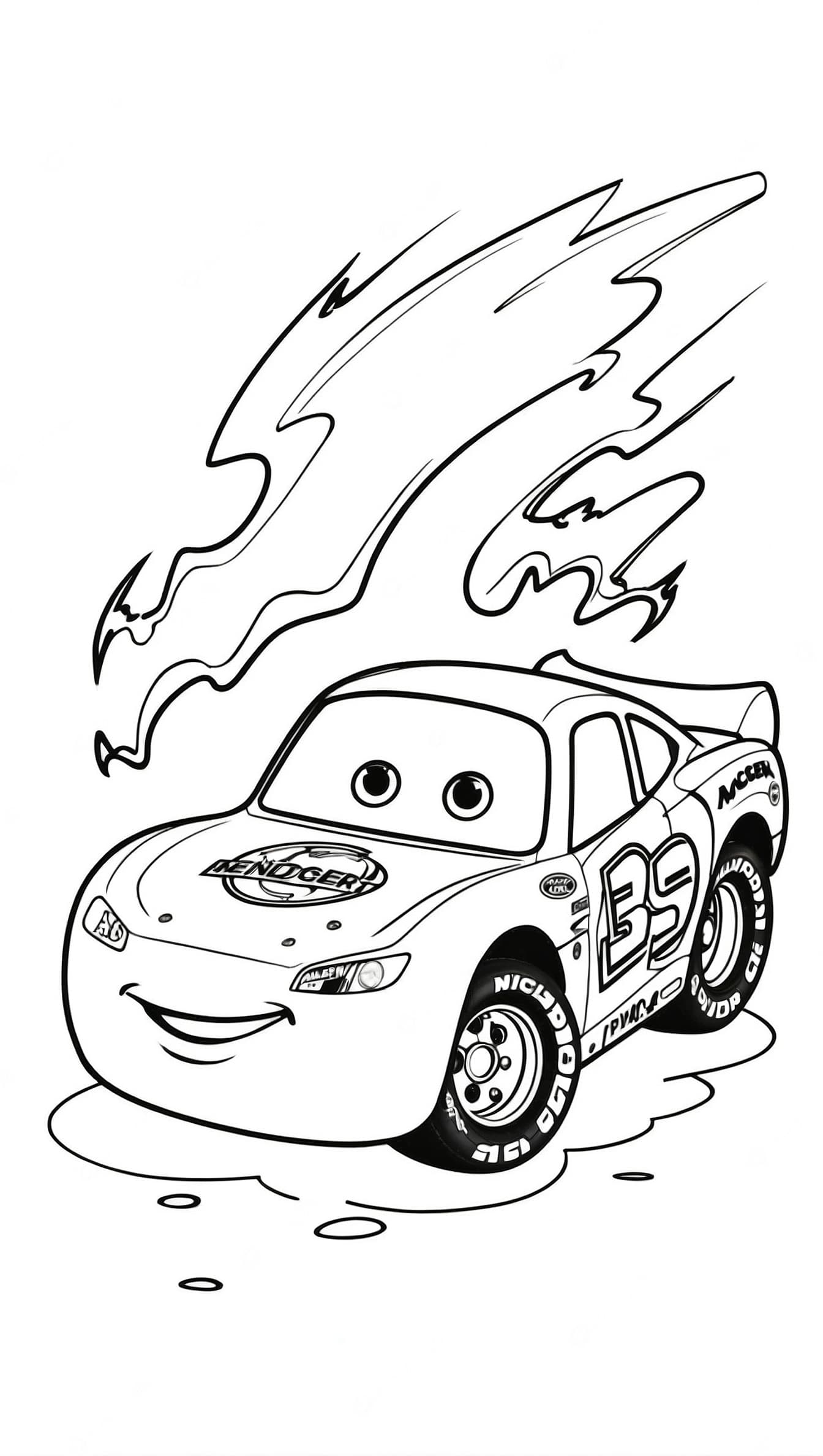 Smiling Lightning McQueen Coloring Page