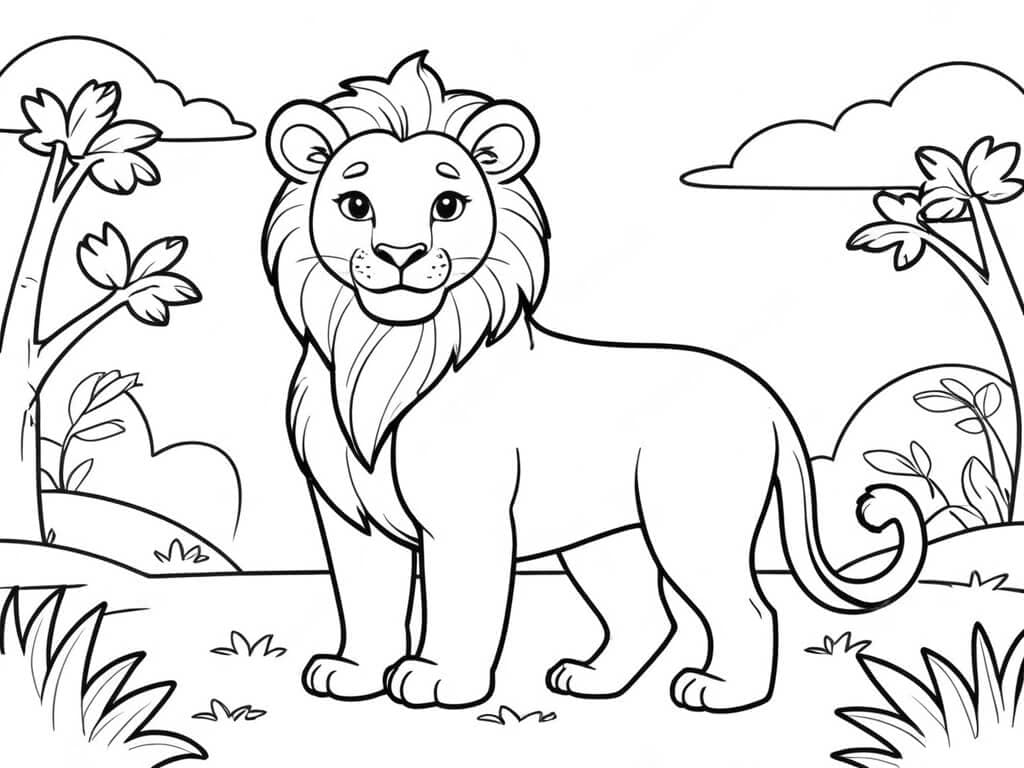 Happy Lion Coloring Page