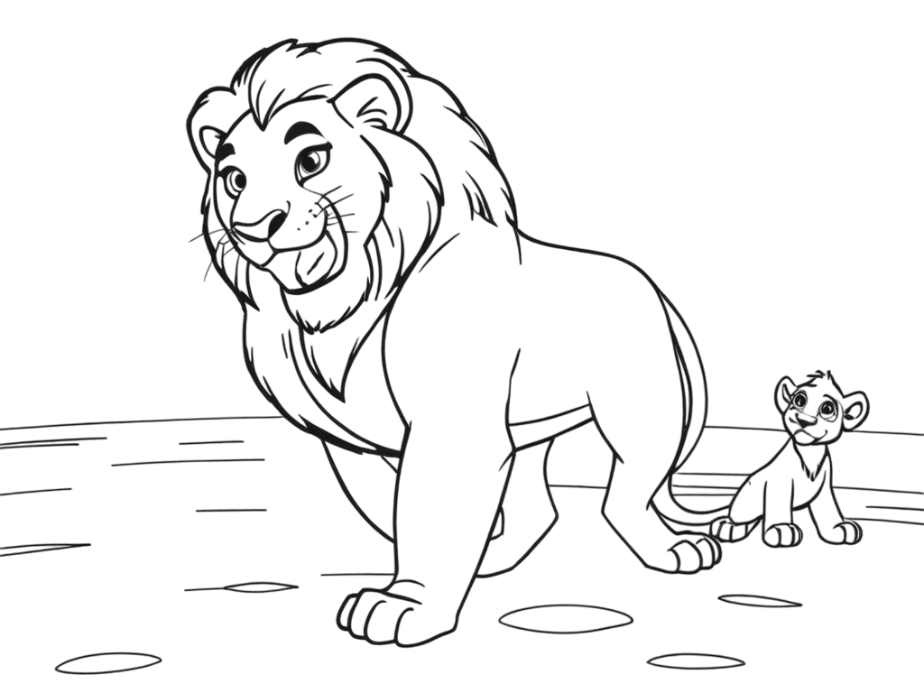 Lion Cub Simba Style Coloring Page