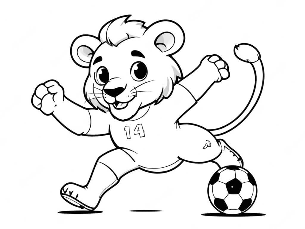 Lion Playing Ball Coloring Page