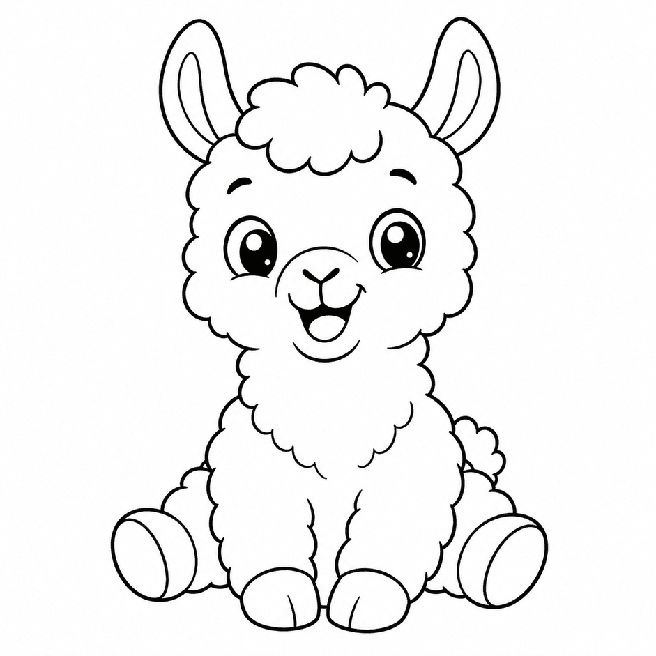Baby Llama Coloring Page